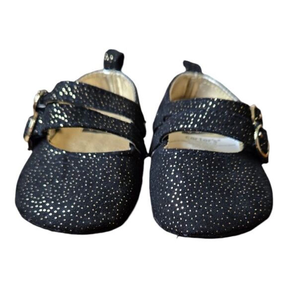 Carter's Glitter Mary Jane Crib Shoes Baby Girl 0-3M Newborn Black Formal Dressy - Picture 4 of 10